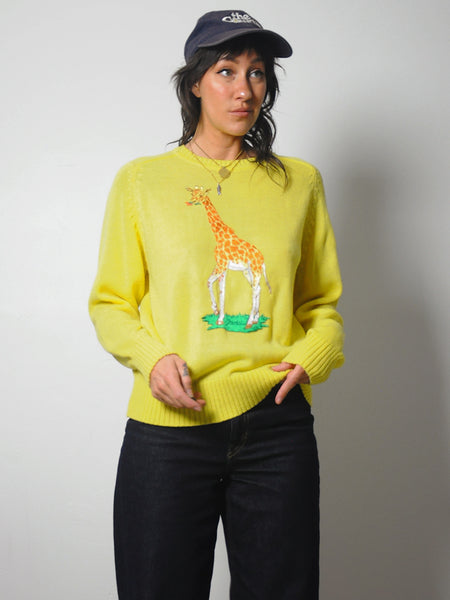 1970's Embroidered Giraffe Sweater