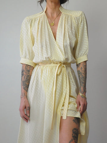 1970's Dotted Silk Wrap Dress