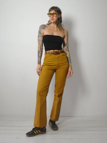 1970's Gold Striped Flared Pants