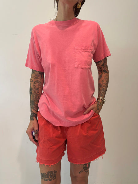 Pink Single Stitch Pocket T-shirt