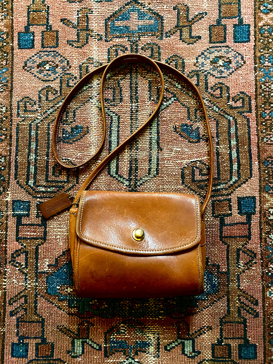 1970's Rare Cognac Coach Mini Bag