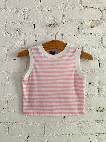 1980's Pink Stripe Cropped Tank