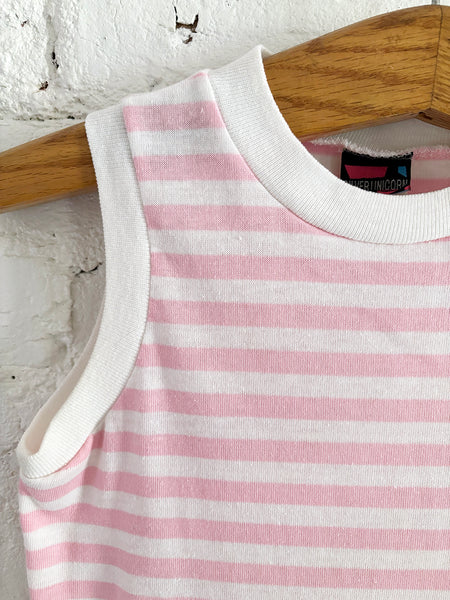 1980's Pink Stripe Cropped Tank
