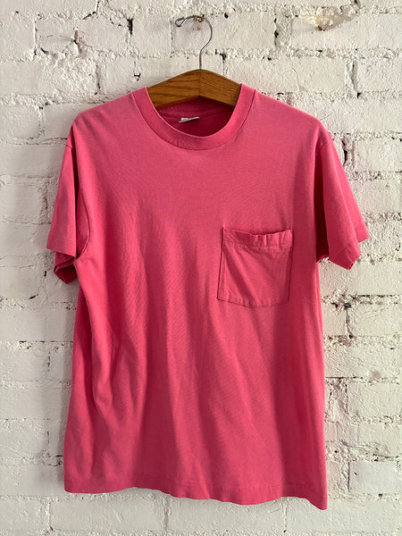 Pink Single Stitch Pocket T-shirt