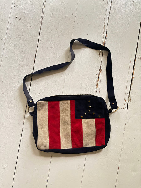 70's Studded Stripe Suede Bag