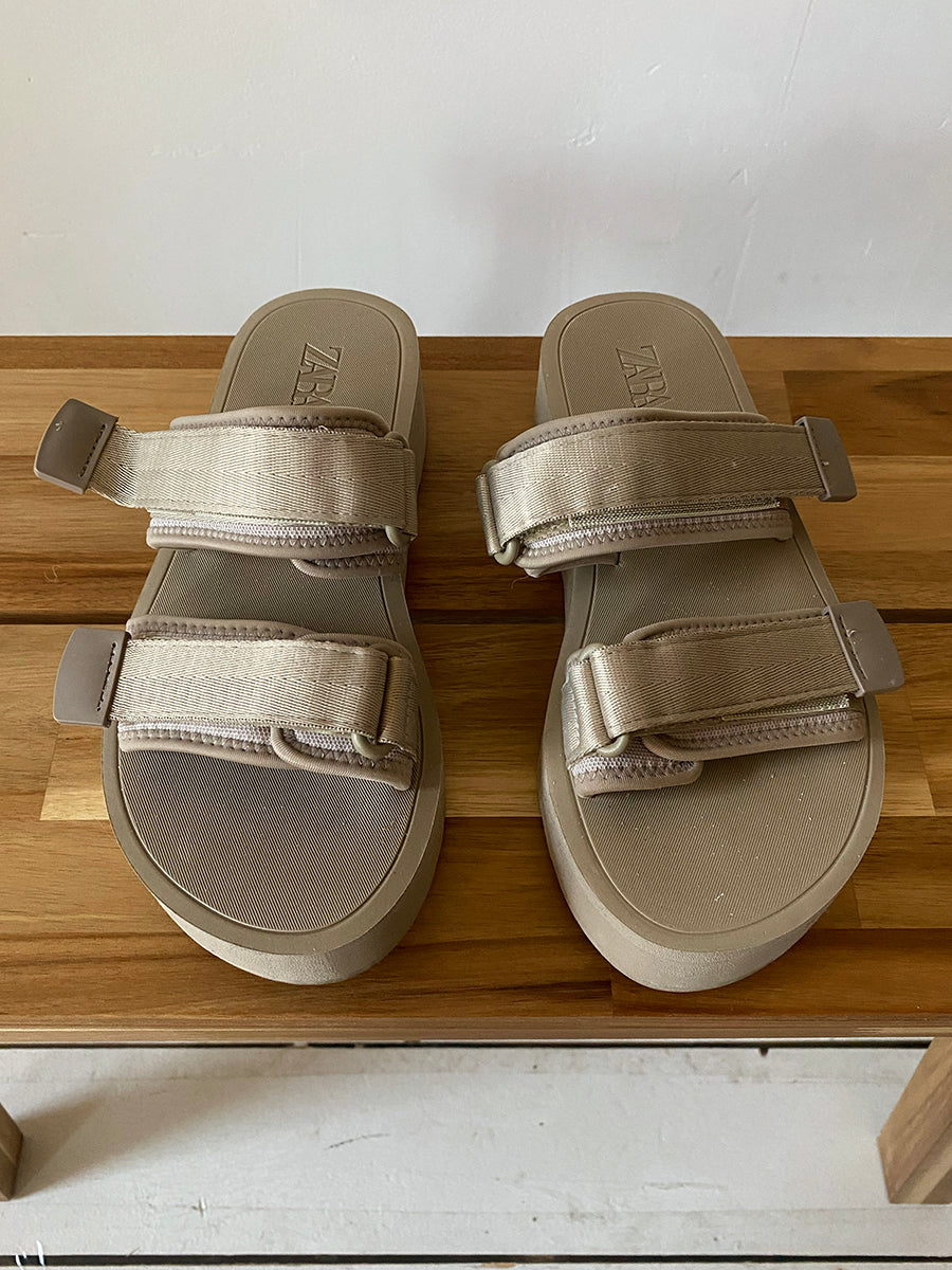 Zara Platform Velcro Sandal 38