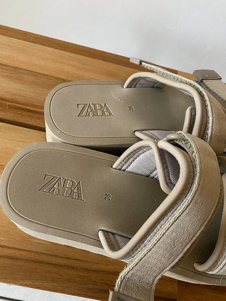 Zara Platform Velcro Sandal 38