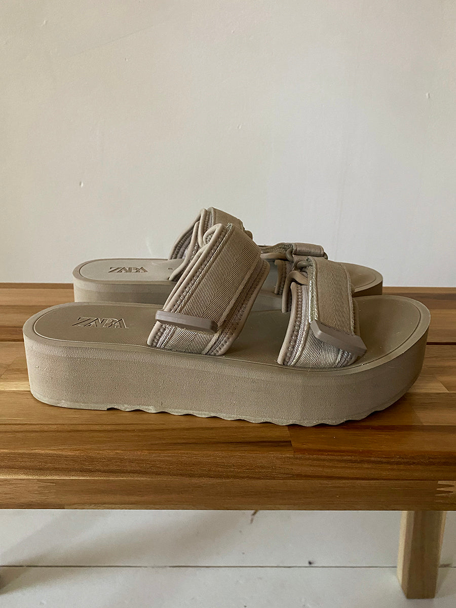 Zara Platform Velcro Sandal 38