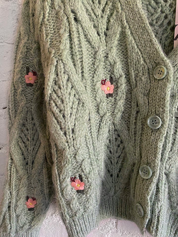 ZARA Cableknit Flower Sweater