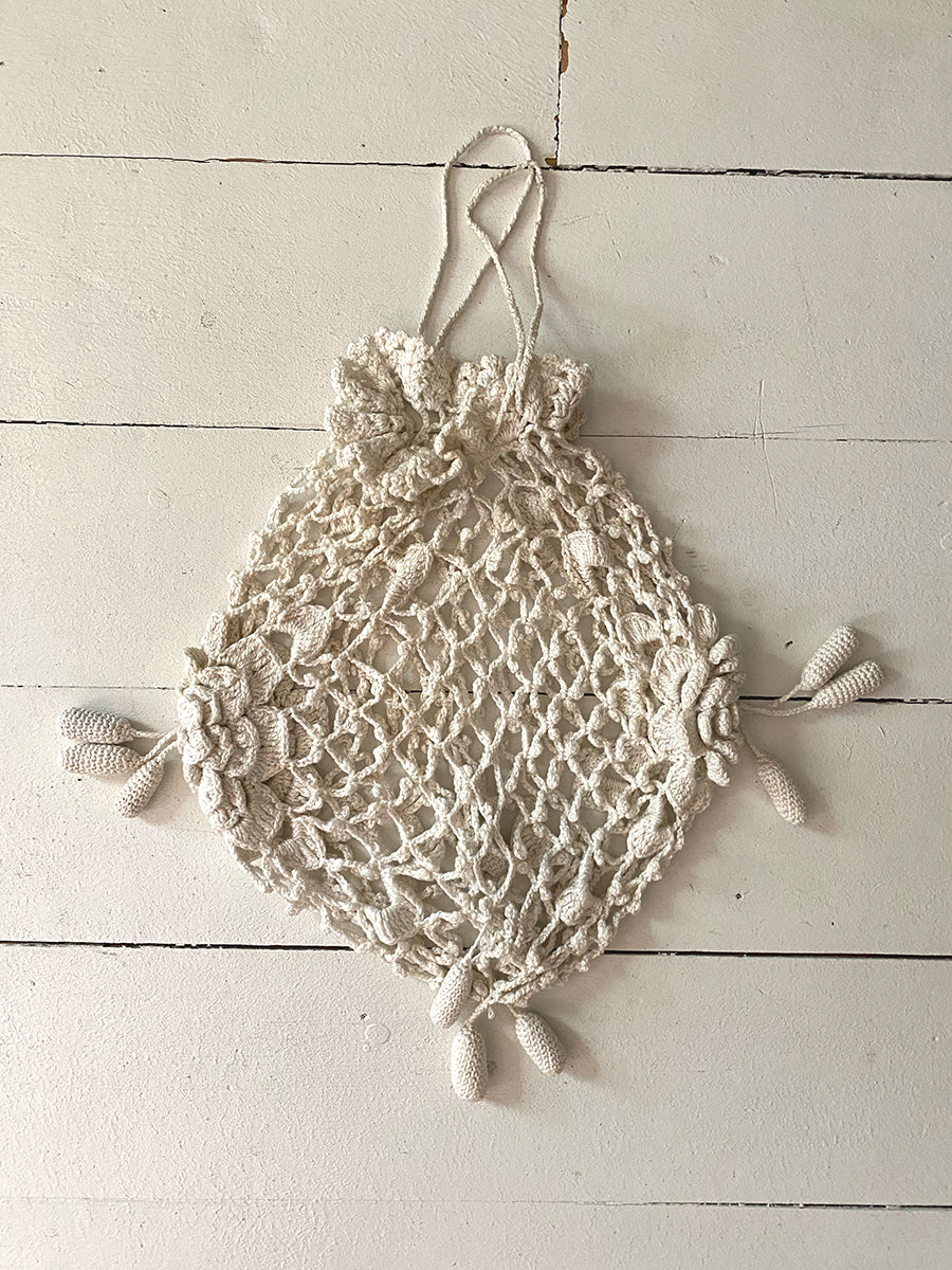 1960's Crochet Cotton Fishnet Bag