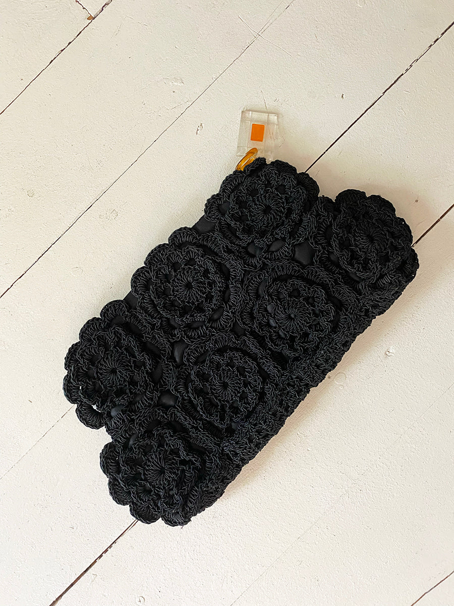 1960's Crochet Clutch with Lucite Zipper Pull