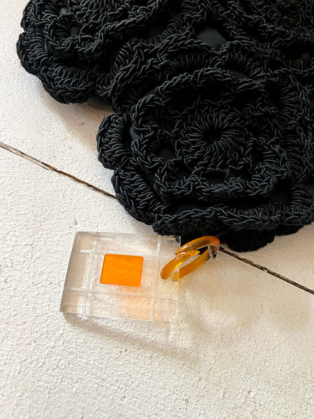 1960's Crochet Clutch with Lucite Zipper Pull