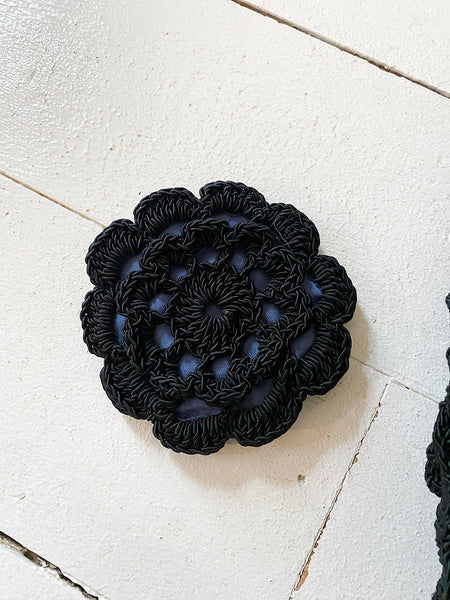 1960's Crochet Clutch with Lucite Zipper Pull