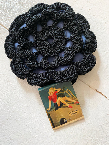 1960's Crochet Clutch with Lucite Zipper Pull