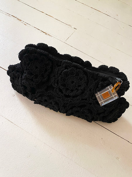 1960's Crochet Clutch with Lucite Zipper Pull