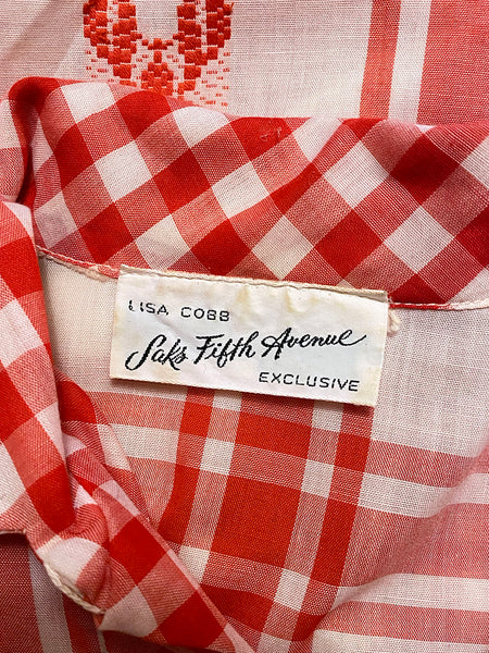 1960's Saks Lobster Gingham Shirt Dress