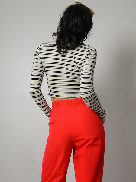 1980's Red Cotton Pleated Trousers 28x29