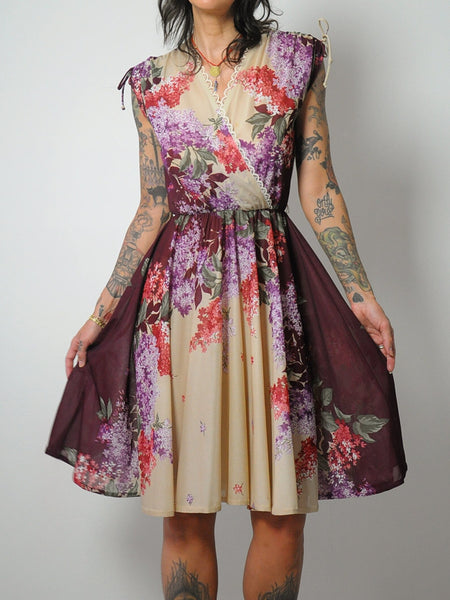1970's Lilac Wine Wrap Dress
