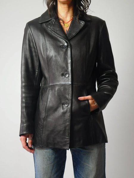90's Soft Black Leather Jacket