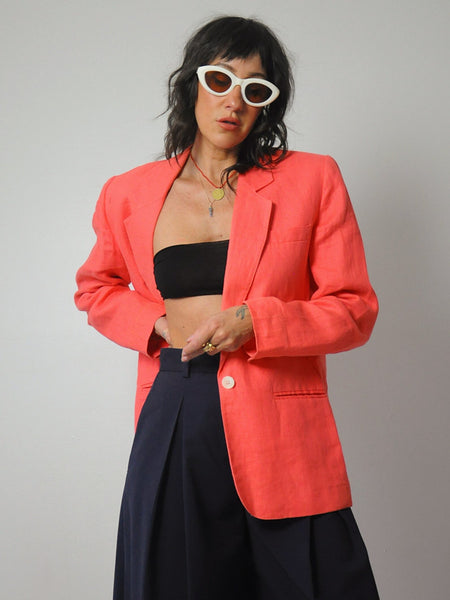 1980's Coral Linen Blazer