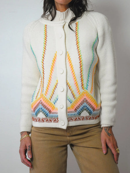 1970's Rainbow Starburst Cardigan