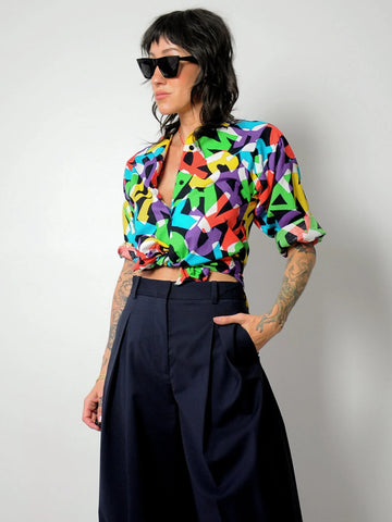 1970's Rainbow Alphabet Blouse