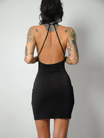 1990's Mesh Cutout Open Back Dress