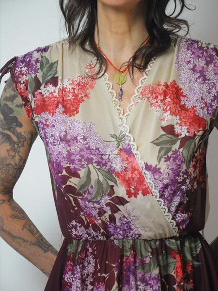 1970's Lilac Wine Wrap Dress