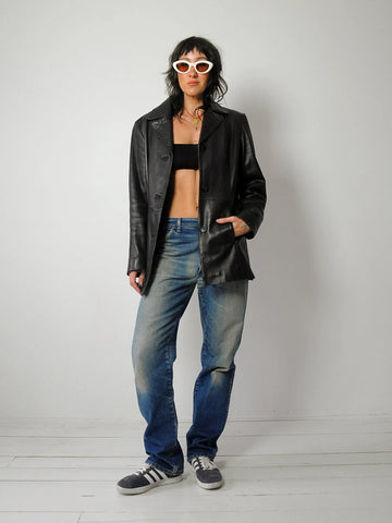 90's Soft Black Leather Jacket