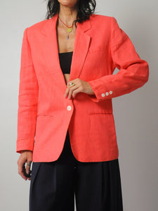 1980's Coral Linen Blazer