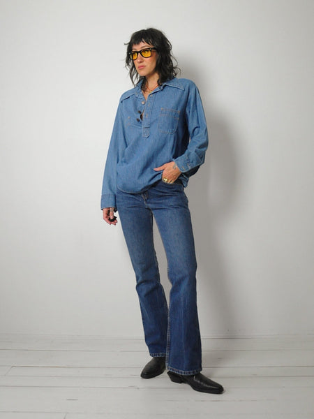 1970's Dagger Collar Soft Denim Shirt