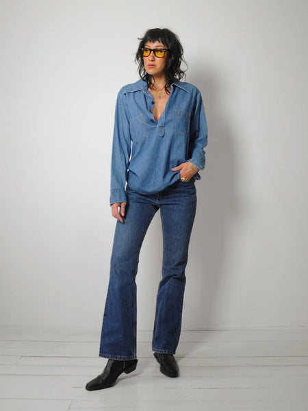 1970's Dagger Collar Soft Denim Shirt