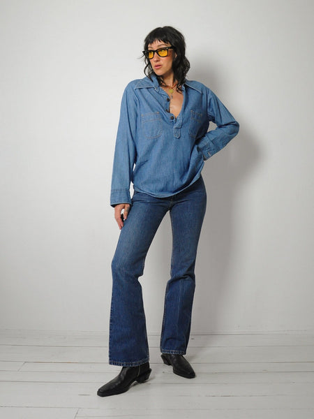 1970's Dagger Collar Soft Denim Shirt