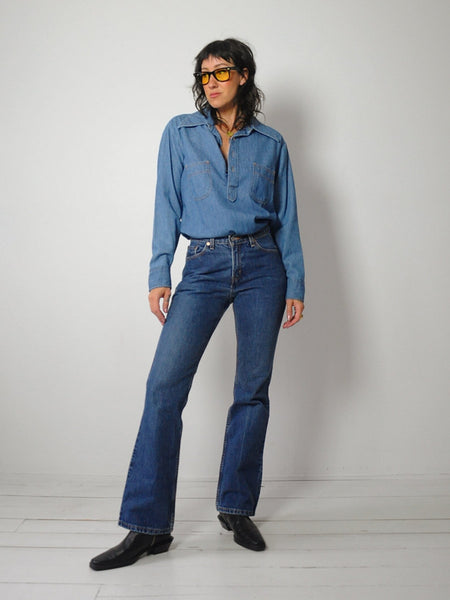 1970's Dagger Collar Soft Denim Shirt