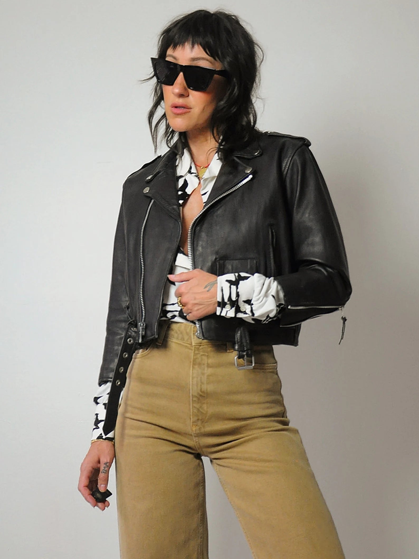 1980's Cropped Leather Motorcycle Jacket