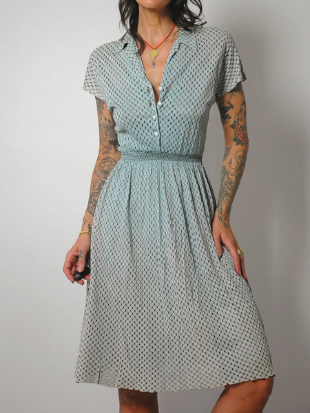 1940's Sun Faded Cutout Day Dress