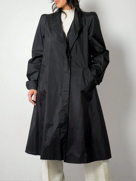 1980's Black Swing Raincoat