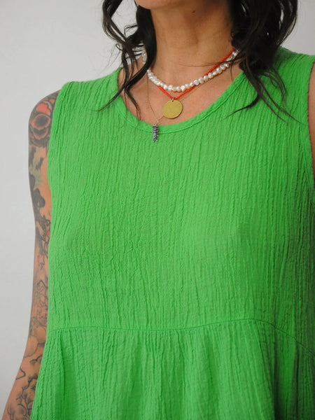 90's Lime Gauze Tent Dress