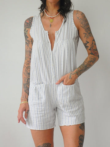 90's Striped Cotton Romper