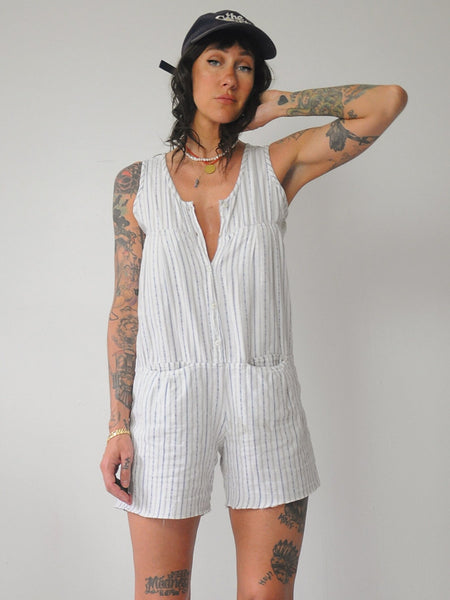 90's Striped Cotton Romper