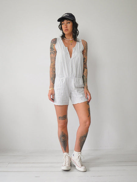 90's Striped Cotton Romper