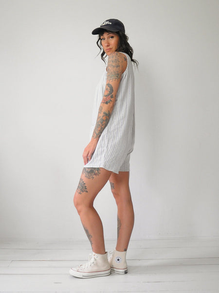 90's Striped Cotton Romper
