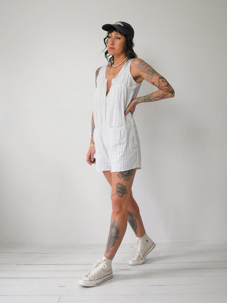 90's Striped Cotton Romper