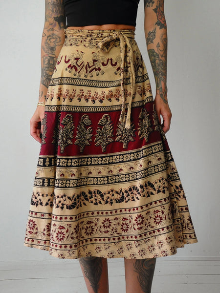1970's Cotton Batik Wrap Skirt