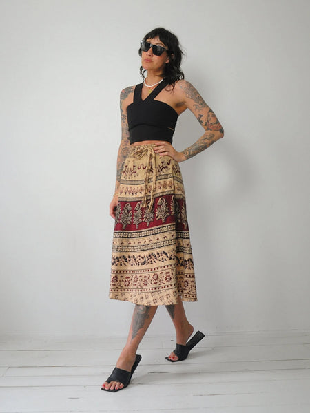 1970's Cotton Batik Wrap Skirt