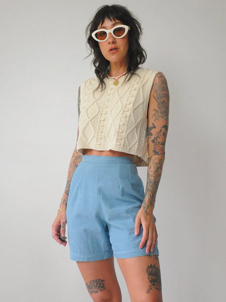 1950's Sky Blue Side Zip Shorts