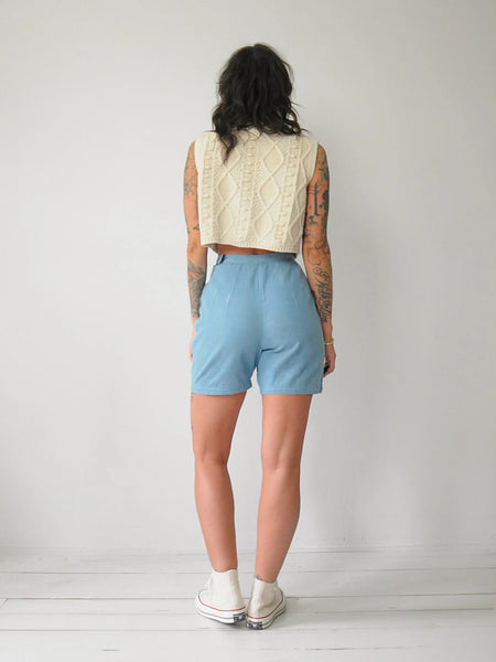 1950's Sky Blue Side Zip Shorts