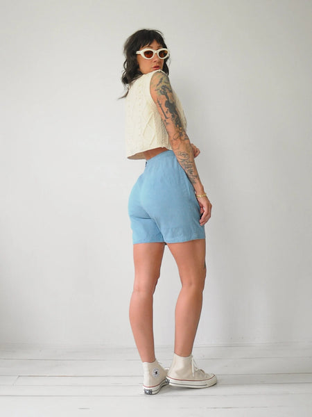 1950's Sky Blue Side Zip Shorts