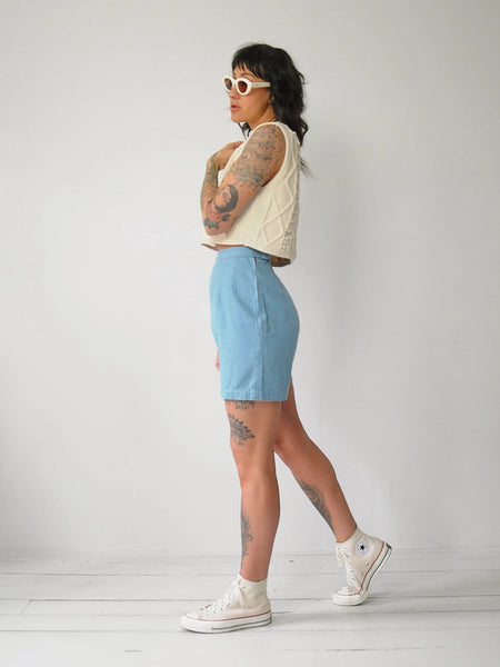 1950's Sky Blue Side Zip Shorts