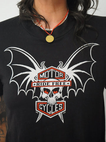 1980's Ride Free Skull Bat Tee
